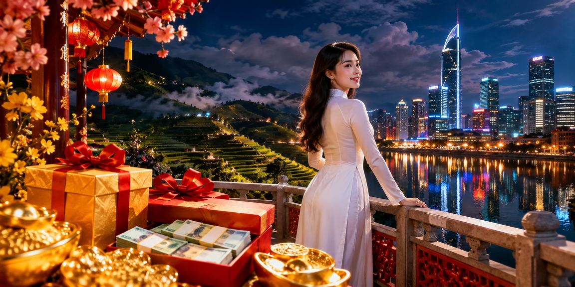 Phụ nữ mặc áo dài tại Sapa xem thông tin đặt cược trên điện thoại