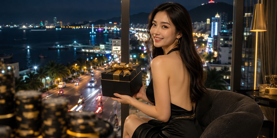 Khung cảnh đêm Vũng Tàu với ánh đèn neon và người chơi cá cược trực tuyến trên thiết bị di động
